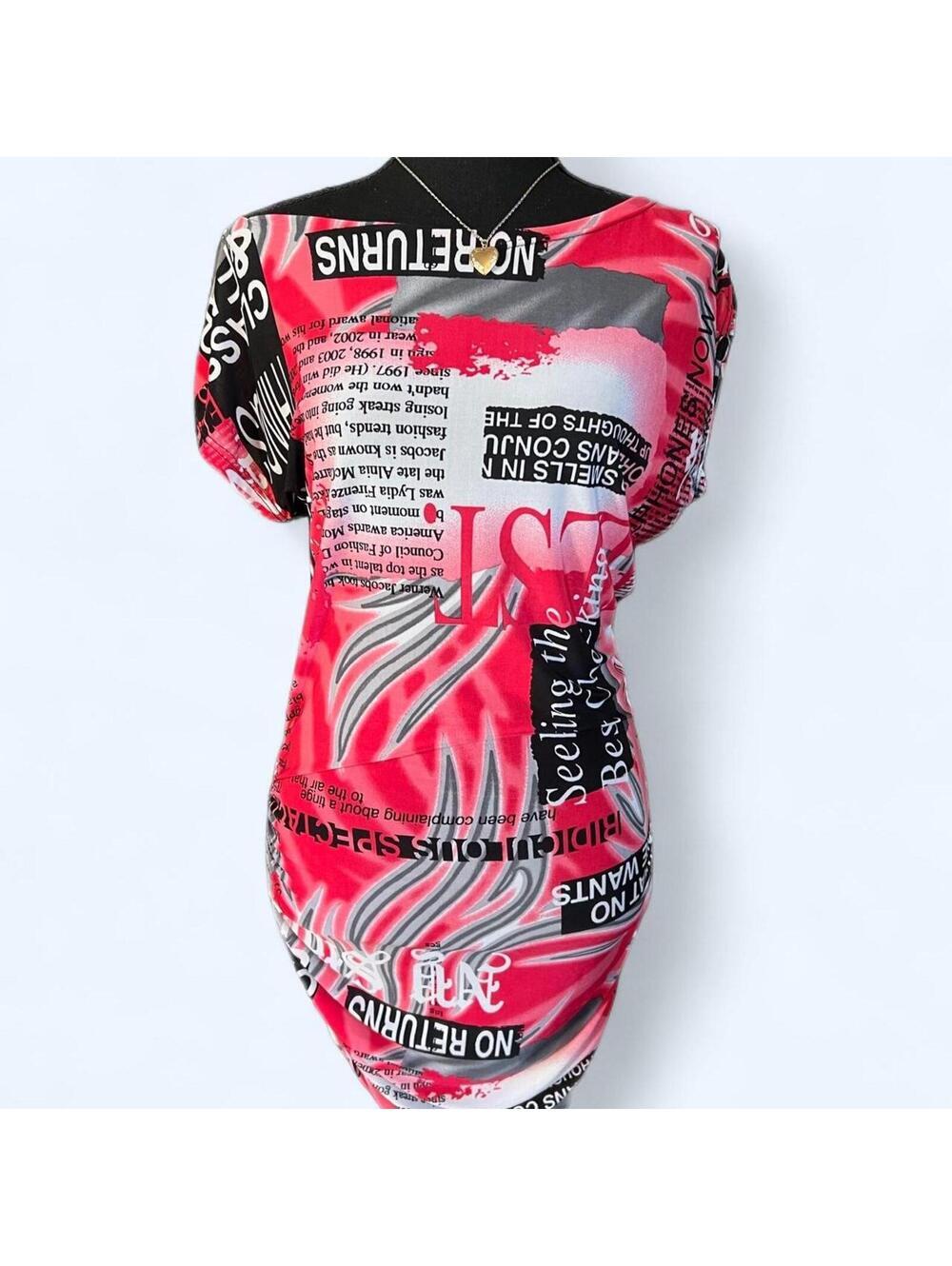 Vintage Y2K Graphic Bodycon Mini Dress Size Medium